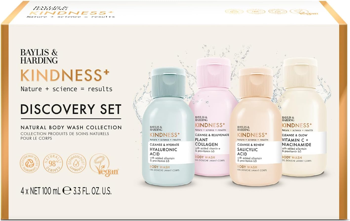 Baylis & Harding Kindness+ Body Wash Discovery Set – 4 x 100ml