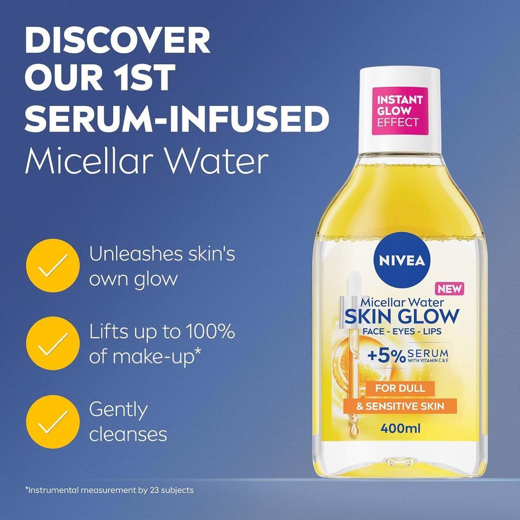 Nivea Skin Glow Micellar Water – Vitamin C & E Brightening Cleanser 400ml