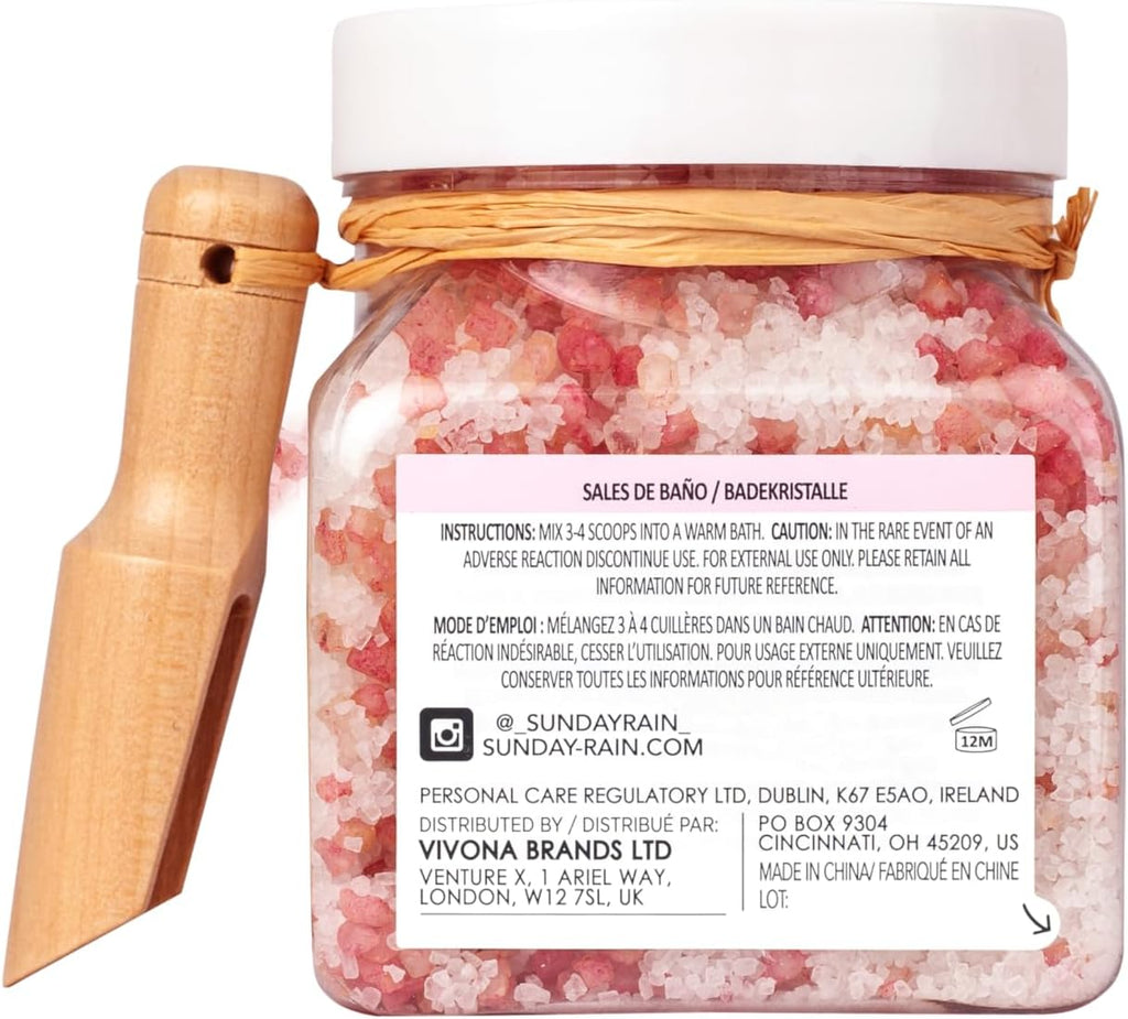 Sunday Rain Rose Mineral Bath Crystals – Relaxing Sea Salt Soak 500g
