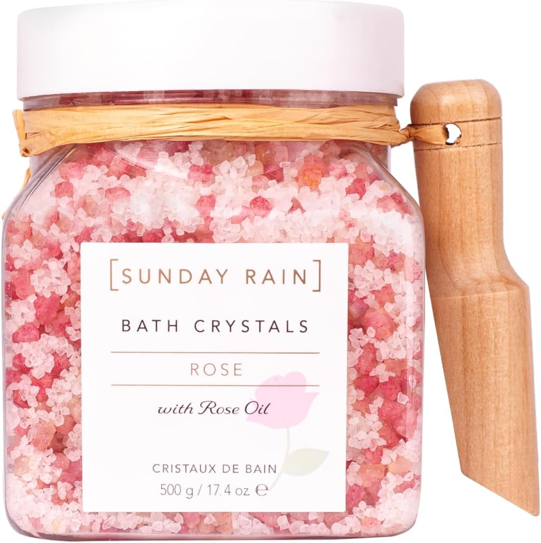 Sunday Rain Rose Mineral Bath Crystals – Relaxing Sea Salt Soak 500g